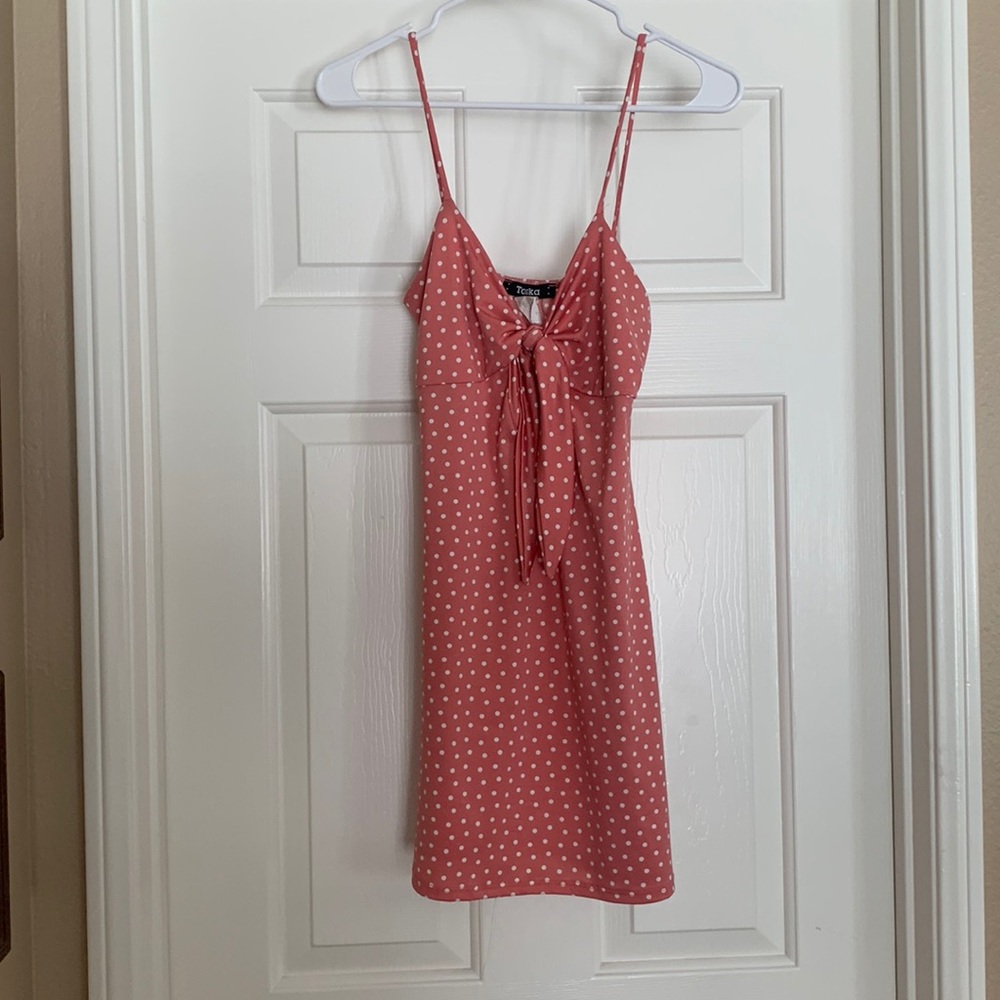 TOSKA , pink & white polka dot dress (size small)